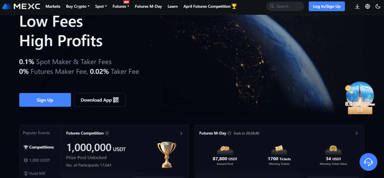 MEXC website screenshot