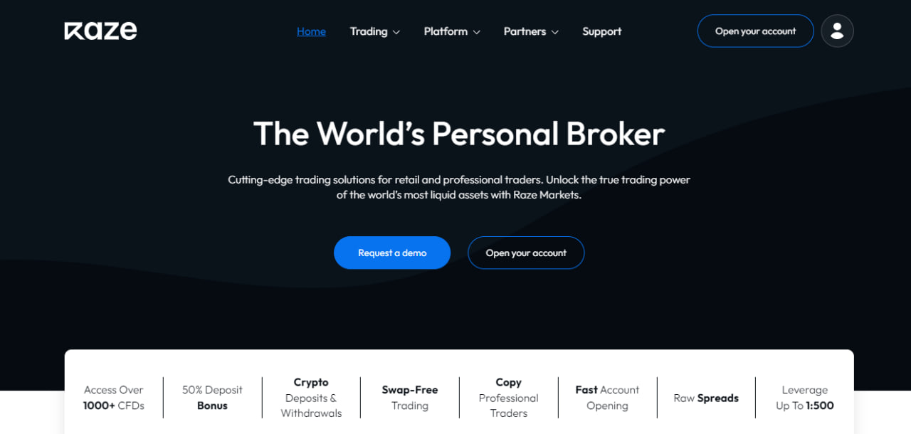Raze Markets website screenshot