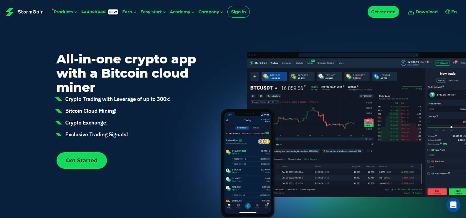 StormGain website screenshot